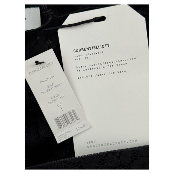 NEW Current/Elliott The Rin Top Black Leopard Lace Sheer LS Womens Sz 1 NWT $248 - Picture 8 of 15